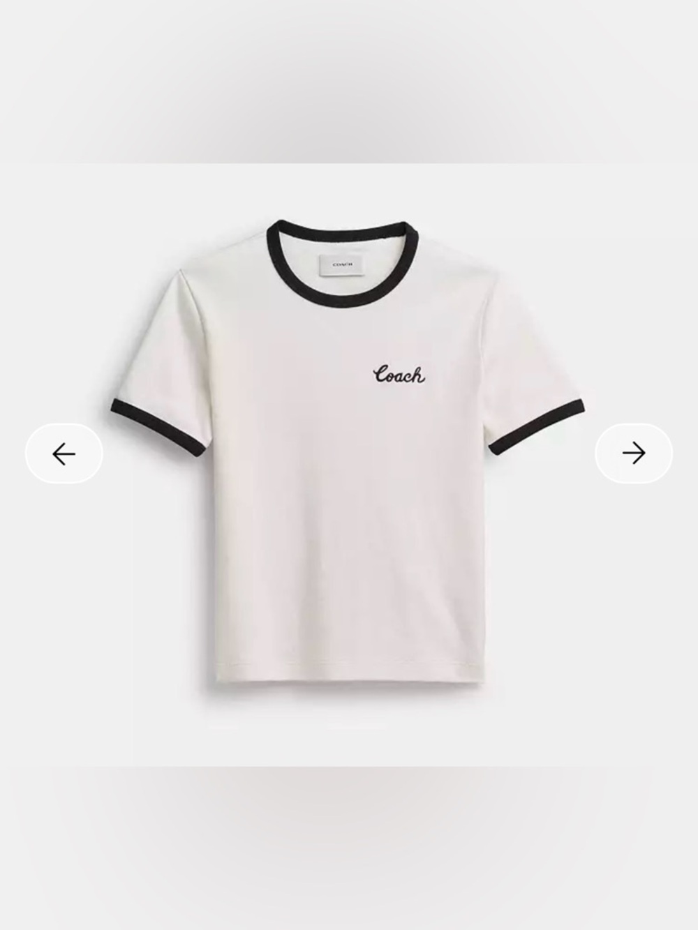 Coach White Ringer T-Shirt with Black Trim